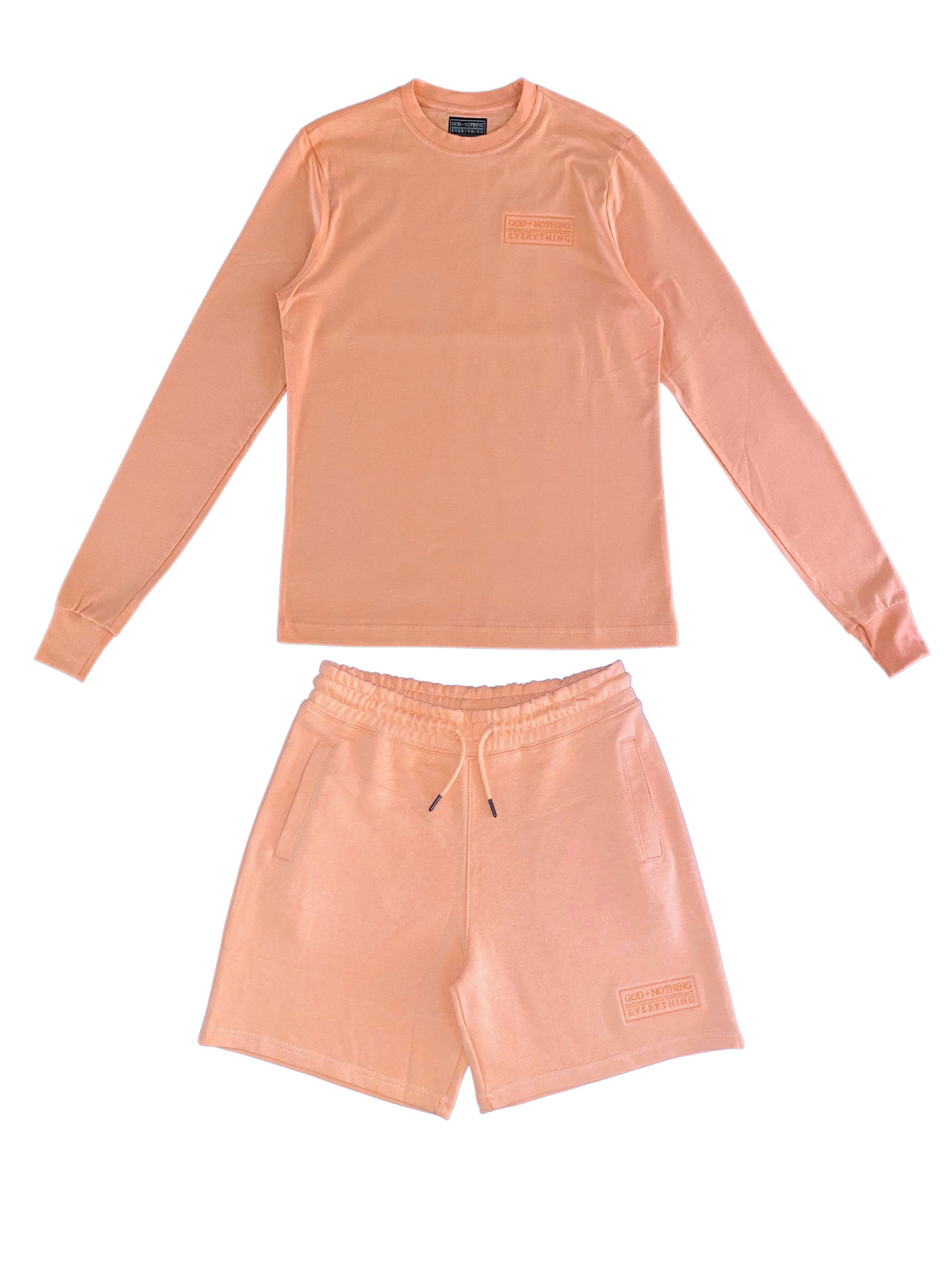 GNE "TONE-Setters" Unisex Salmon-Peach Long-Sleeved Tee & Sweat-Short Set